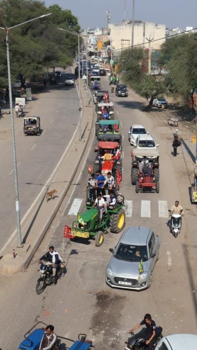 Farmers expressed their protest by taking out a tractor parade