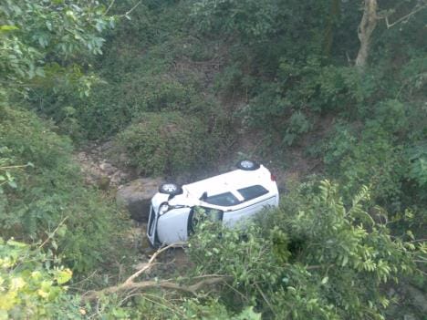 Uncontrolled car fell into 20 feet ditch in Morni, all passengers safe