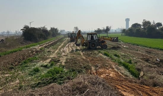 15 acres of land was freed from encroachment amidst protests, now road and sewer line will be laid