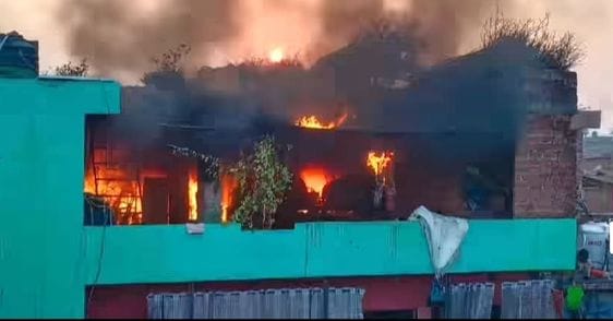 Huge fire breaks out in furniture warehouse