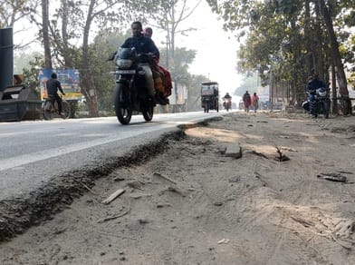 Widening could not be done, neither pavement was made, the raw track is becoming the cause of accidents