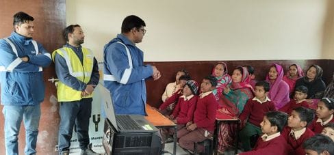 Students made aware on road safety in Beed Palasi School