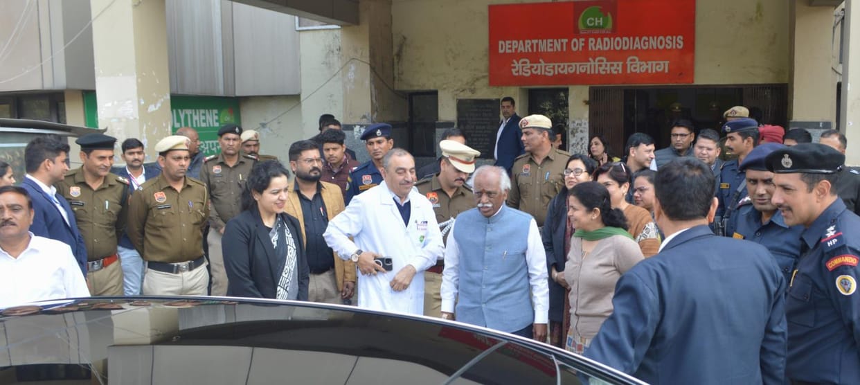 Governor Bandaru Dattatreya reached Civil Hospital to get MRI done.