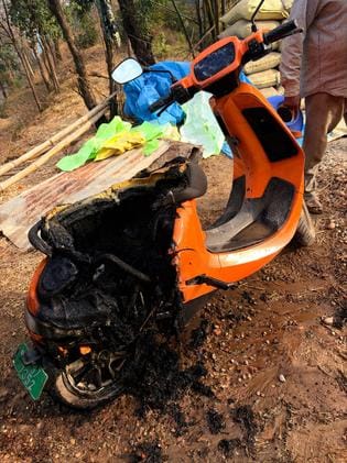 Electric scooter caught fire