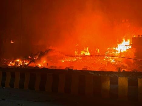 Fire fighters had stopped about 150 meters behind the incident site