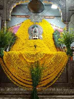 Shyam Baba was decorated, yellow clothes distributed among the devotees