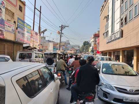 People getting stuck in traffic, police busy in issuing challans.