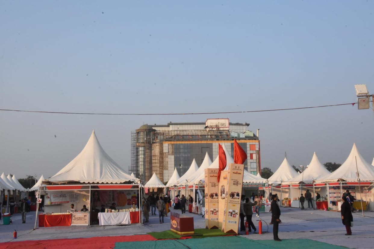 People from different states gathered in the state level Khadi exhibition