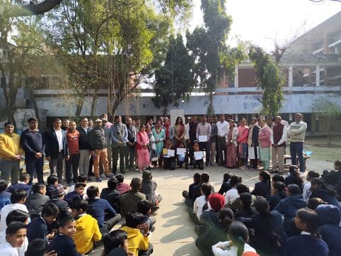 Award for the student who came first in the science exhibition