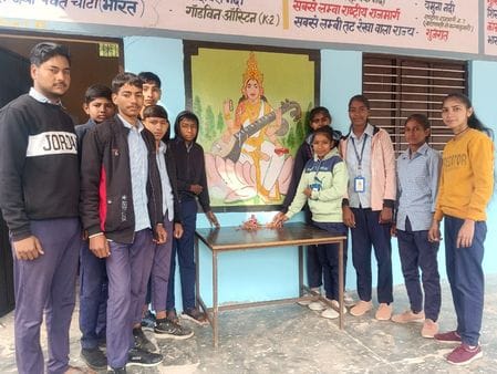 Students celebrated Vasant Utsav in village Agihar