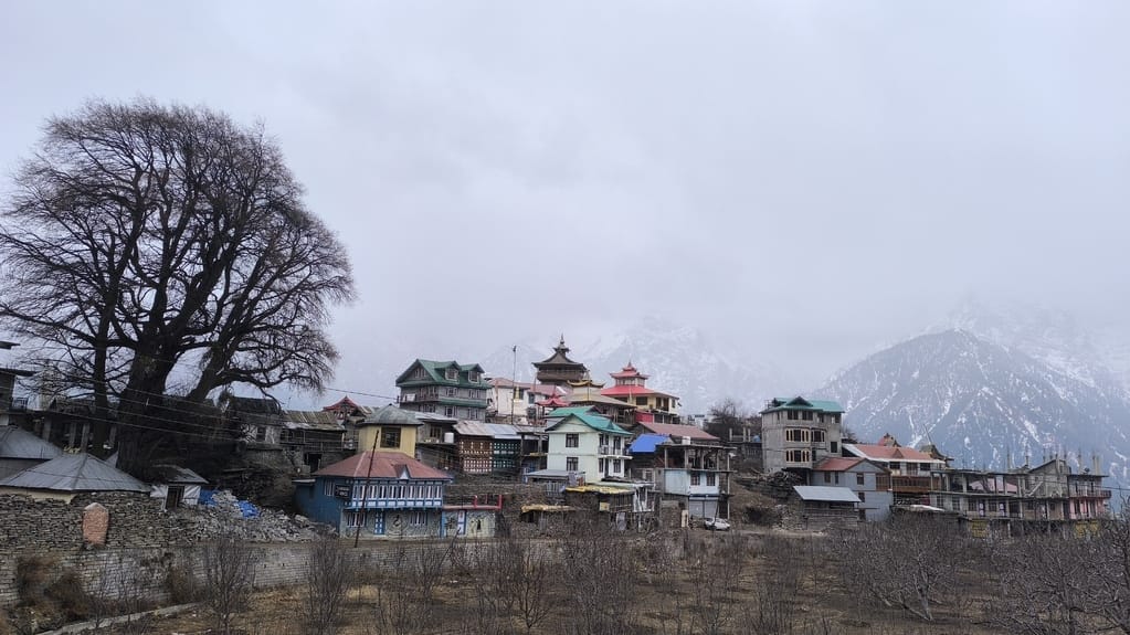Light snowfall in high altitude areas of Kinnaur district