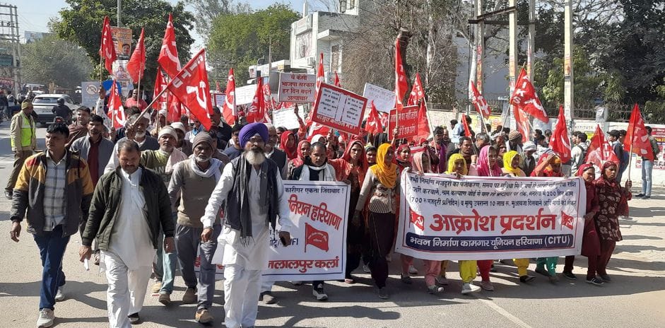 Construction workers demonstrated with their demands