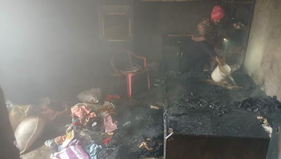 Goods got destroyed due to fire in a closed room.