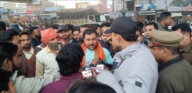 Cows were stolen and slaughtered in the field; cow protection group blocked the road in protest