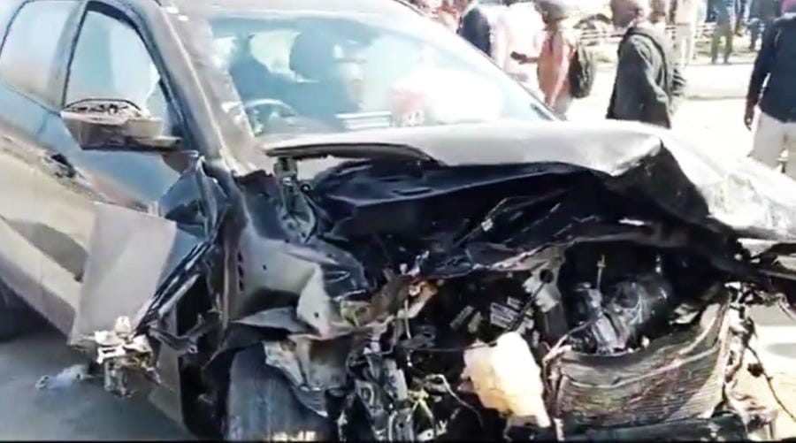 Car collides with vehicles in other lane due to tire burst on highway, seven injured