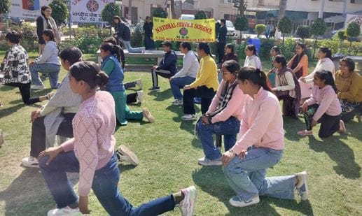 Students practiced Surya Namaskar on the fifth day of yoga workshop.