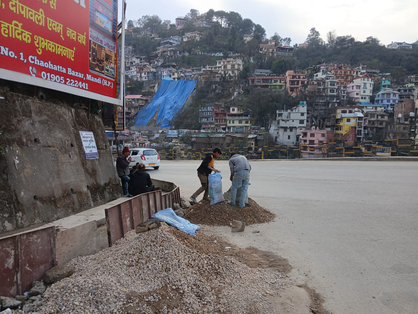 Footpath work resumes near ITI Chowk