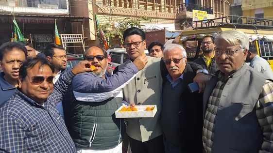 BJP workers celebrated victory in Delhi Assembly elections