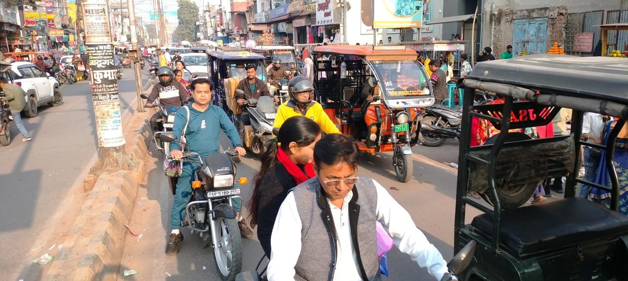 There is a sale in the main market... there is a traffic jam.