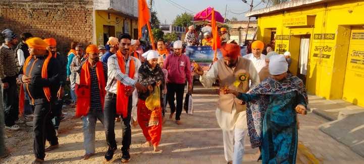 Haroli area colored in religious colors on Guru Ravidas birth anniversary