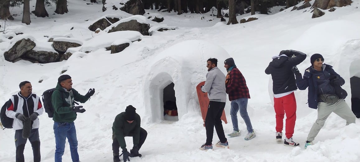 Tourists sleeping peacefully in the ice house