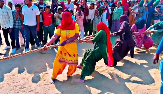 Kavita's team stood first in 100 meter race and Sunita's team in tug of war.