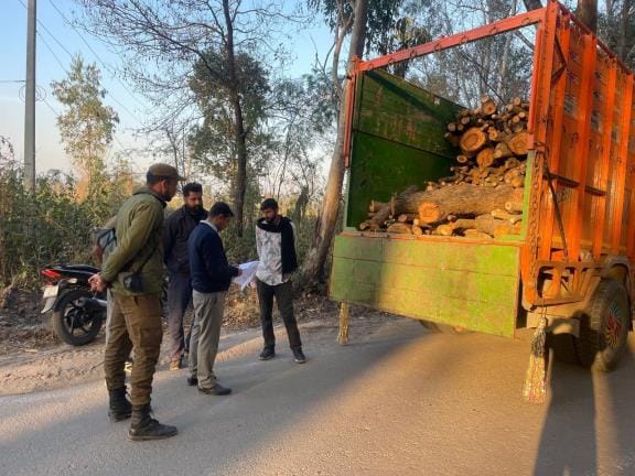 Truck carrying wood illegally seized