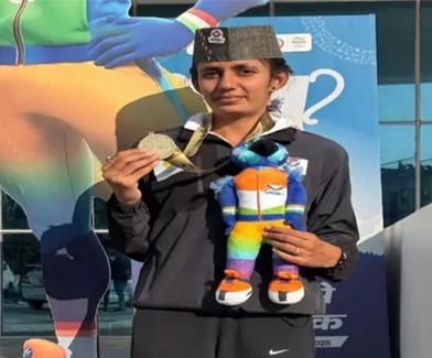 Raveena won gold in Khelo India Walk Race