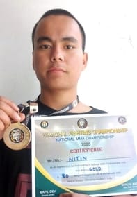 Nitin won gold medal in mixed martial arts