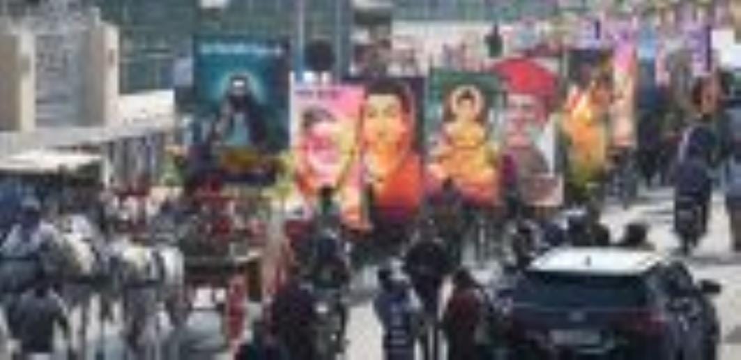 Procession on the birth anniversary of Sant Ravidas, tableaus of great men