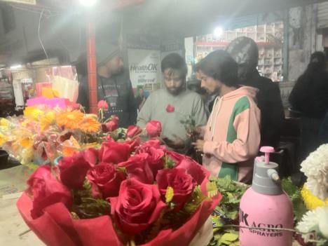 Valentine's Day celebrated by giving roses to each other
