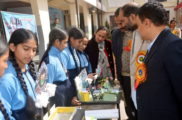 Students displayed models in the exhibition