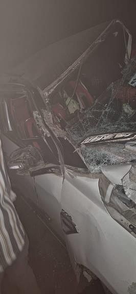 Car lost control and collided with a container, two died