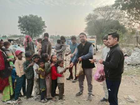 Food items distributed to children on Tatya Tope's birth anniversary