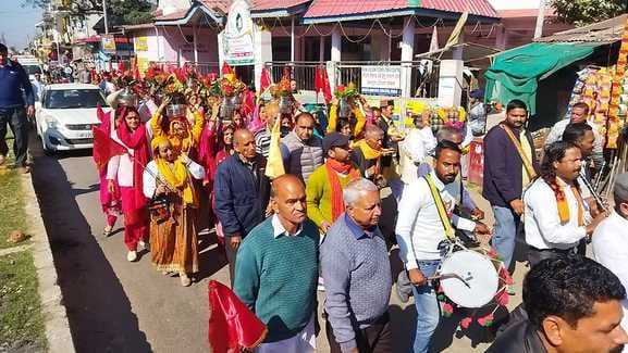 Shiva Mahapuran Katha starts at Kotlu Brahmana Temple with Kalasha Yatra