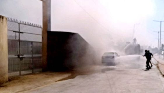 Fire broke out in a moving vehicle, a major accident averted