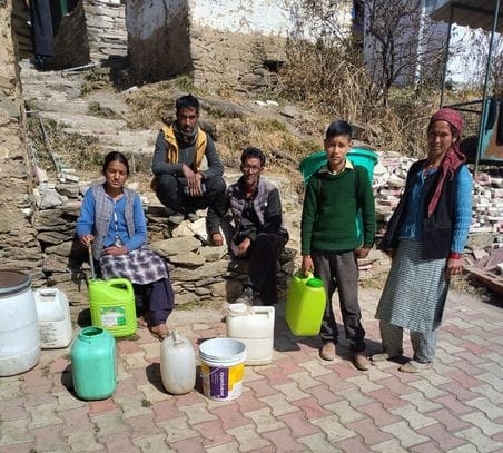 sweating in the cold for water