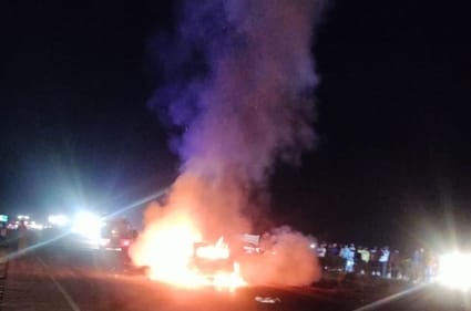 Car caught fire on National Highway-334B, driver died