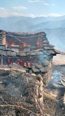Forest fire wreaks havoc, two houses burnt to ashes, five families rendered homeless