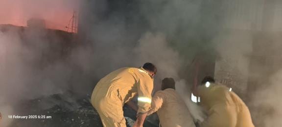 Junk lying in the plot caught fire, the loader's tank burst after being hit