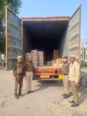 Police recovered liquor from the container, driver fled from the spot