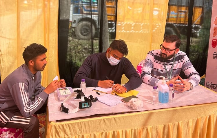 Health check-up of people in Matakmajari village