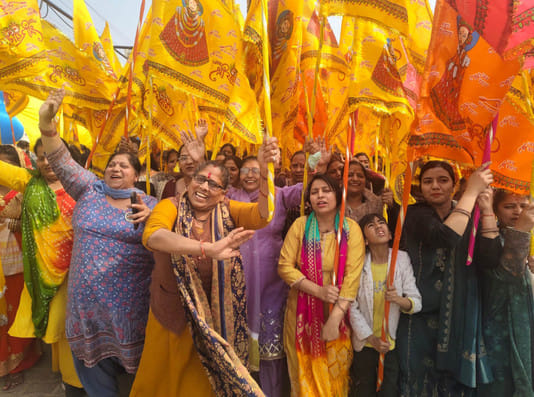 Nishan Yatra taken out on the occasion of foundation stone laying ceremony of Shyam Mandir