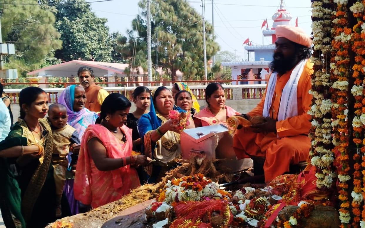 Crowd of devotees gathered in Devipatan temple