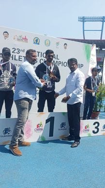 Vishu won gold in the National Para Athletic Championship