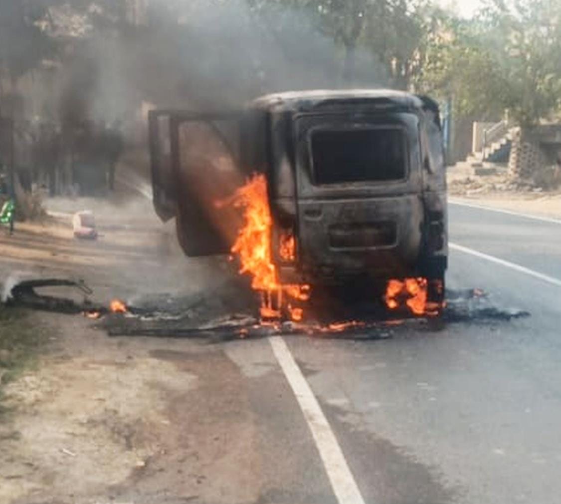School van full of five children set on fire