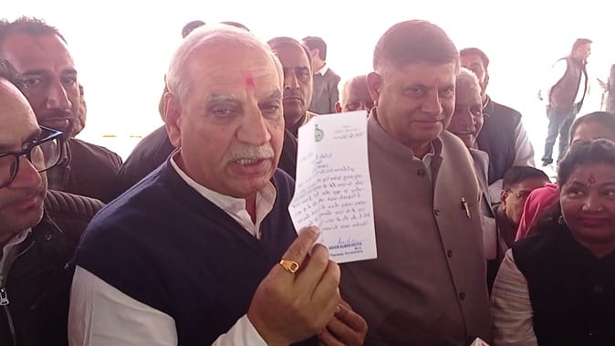 Thanesar MLA Ashok Arora sent a letter to the Chief Minister