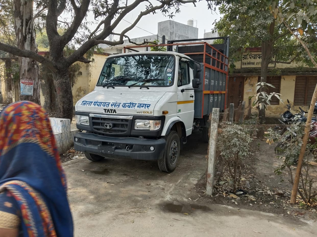 Cattle catcher vehicle parked in the block premises