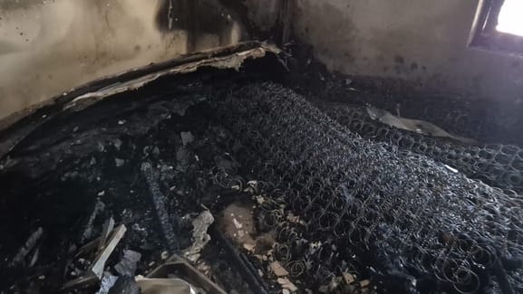 Fire broke out in a room in the principal's house, his wife's face burnt