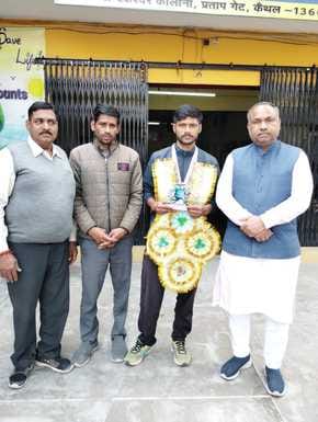 Rahul honored for winning medal in athletic competition